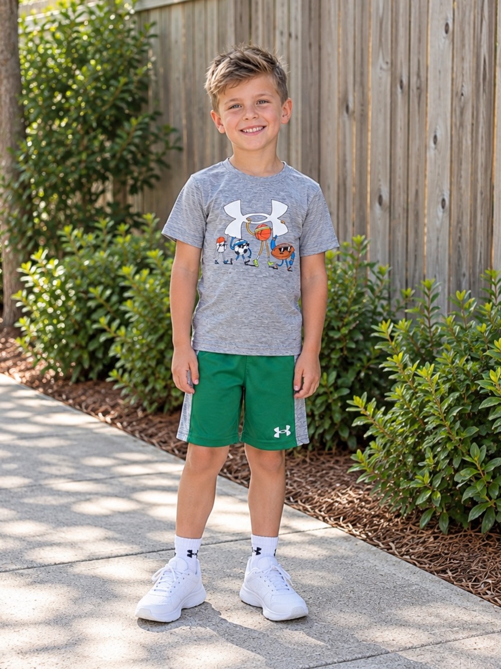Under Armour Boys 2-Piece Outfit Set Size 6 NWT Graphic Sports Tee & Shorts